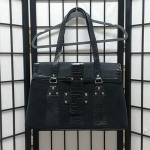 Black and Gray Suede Laptop messenger bag/tote NWOT